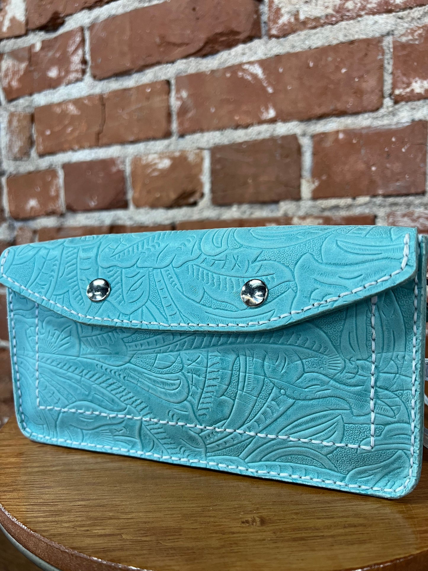 Teal Handmade Leather Purse