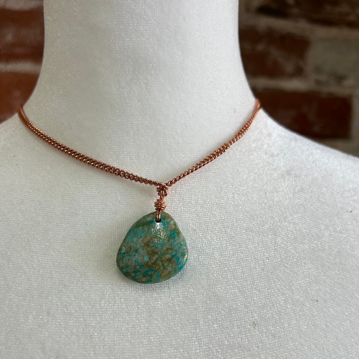 Turquoise and Copper 1” Necklace