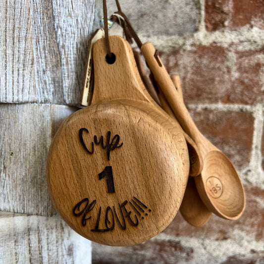 Cup of Love Wooden Measuring Cup and Spoons