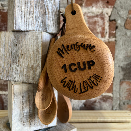 Measure with Love Wooden Measuring Cup and Spoons