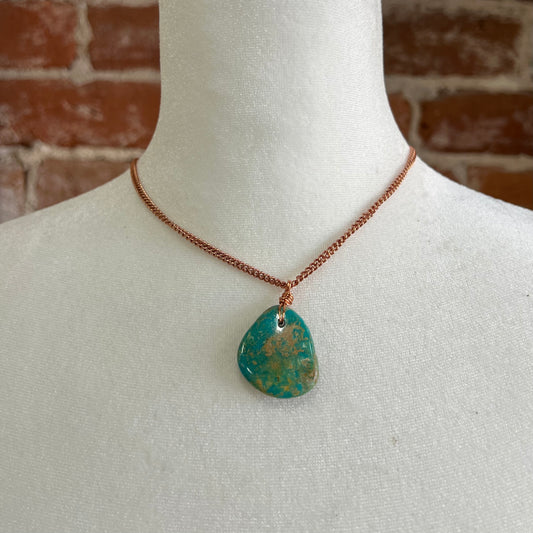 Turquoise and Copper 1” Necklace