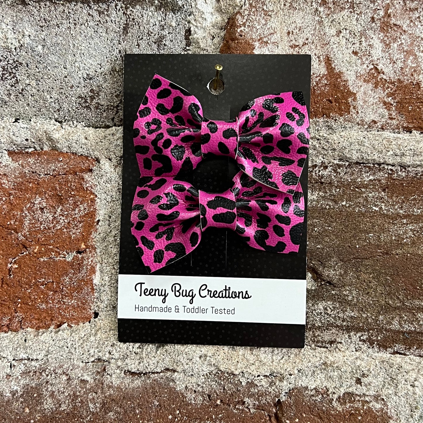 Pink Animal Print Hair Bow Set