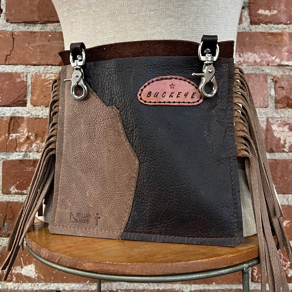 Buckeye Fringe Horse and Dog Treat Handmade Leather Pouch