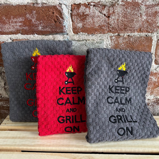 Keep Calm Embroidered Terry Towel