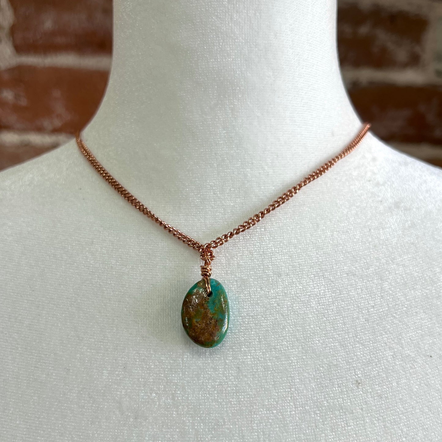 Turquoise and Copper 1/2” Necklace