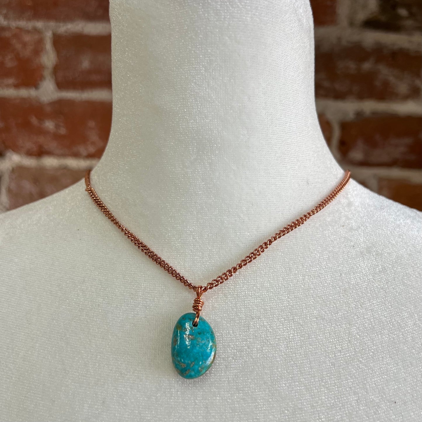 Turquoise and Copper 1/2” Necklace