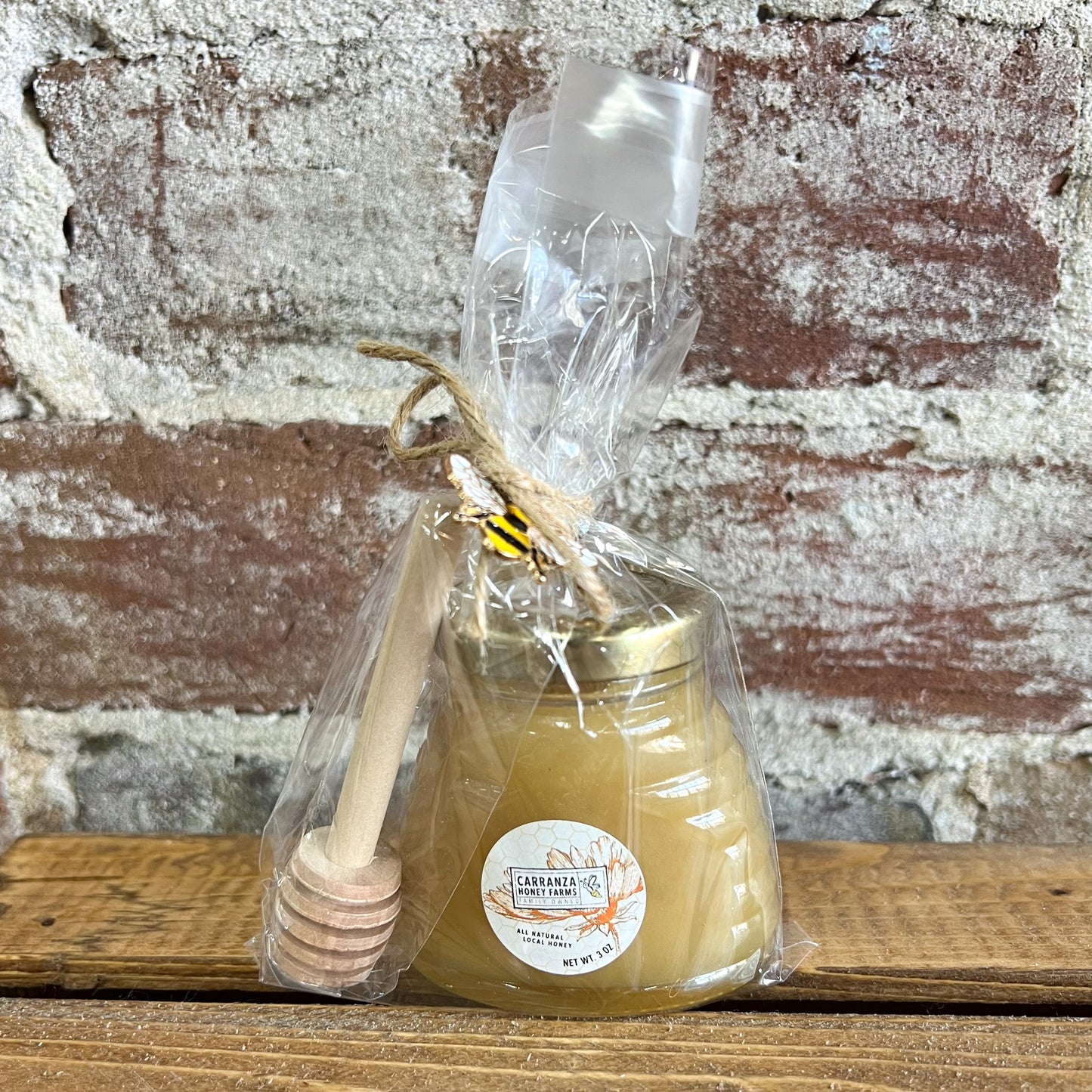 Honey Jar and Wood Dipper (3oz)